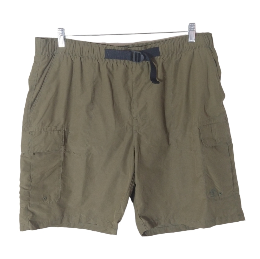 Timberland Olive Green mesh lined lightweight cargo shorts with belt Men's XXL
